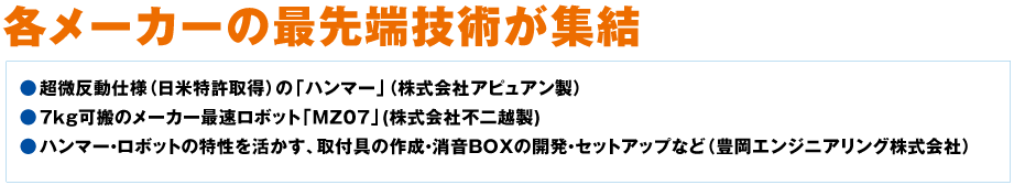 各メーカーの最先端技術が集結